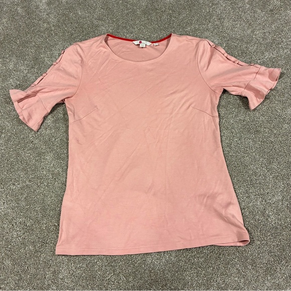Boden Pink Ruffle Sleeve Top US 4 UK 8 Button Detail Feminine Blouse - Picture 1 of 6